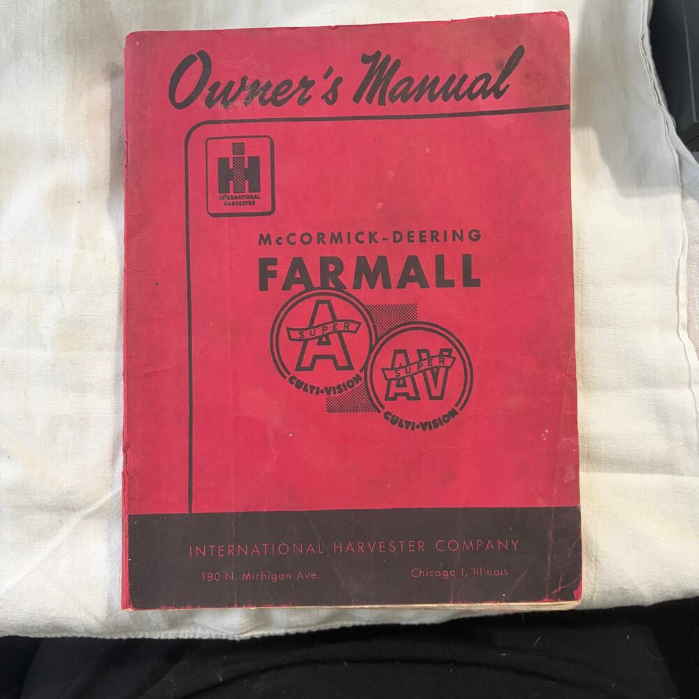 Vtg Farmall Super A AV Tractor Owners Manual Original International Harvester